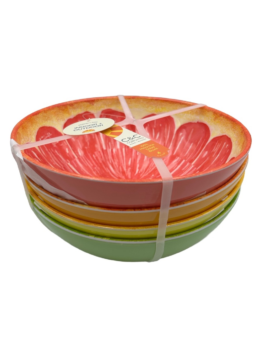 C&C Citrus Melamine Bowls - Grapefruit, Orange, Lemon, and Lime (Set of 4)